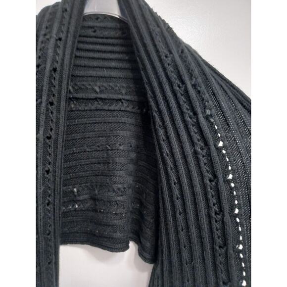 SHRUG Bolero Cable Knit Cardigan Size M BLACK Hi Lo Lagenlook Relaxed Bohemian - Picture 7 of 16